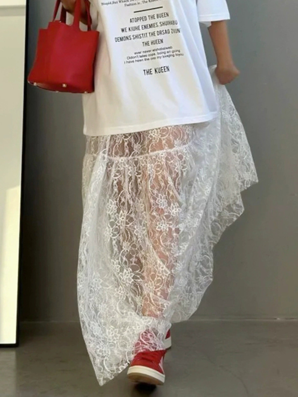Forever 21 Jacquard Lace Midi Skirt High Waist Summer